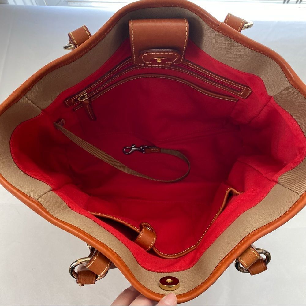 Dooney & Bourke Tan Taylor Shopper Canvas & Leather Large Satchel Tote Bag - Picture 10 of 15